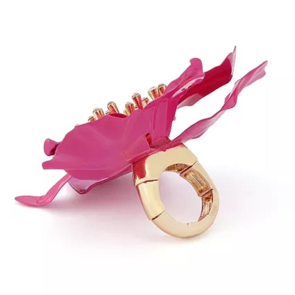 Betsey Johnson Hothouse Bloom Orchid Cocktail Ring - Picture 7 of 10